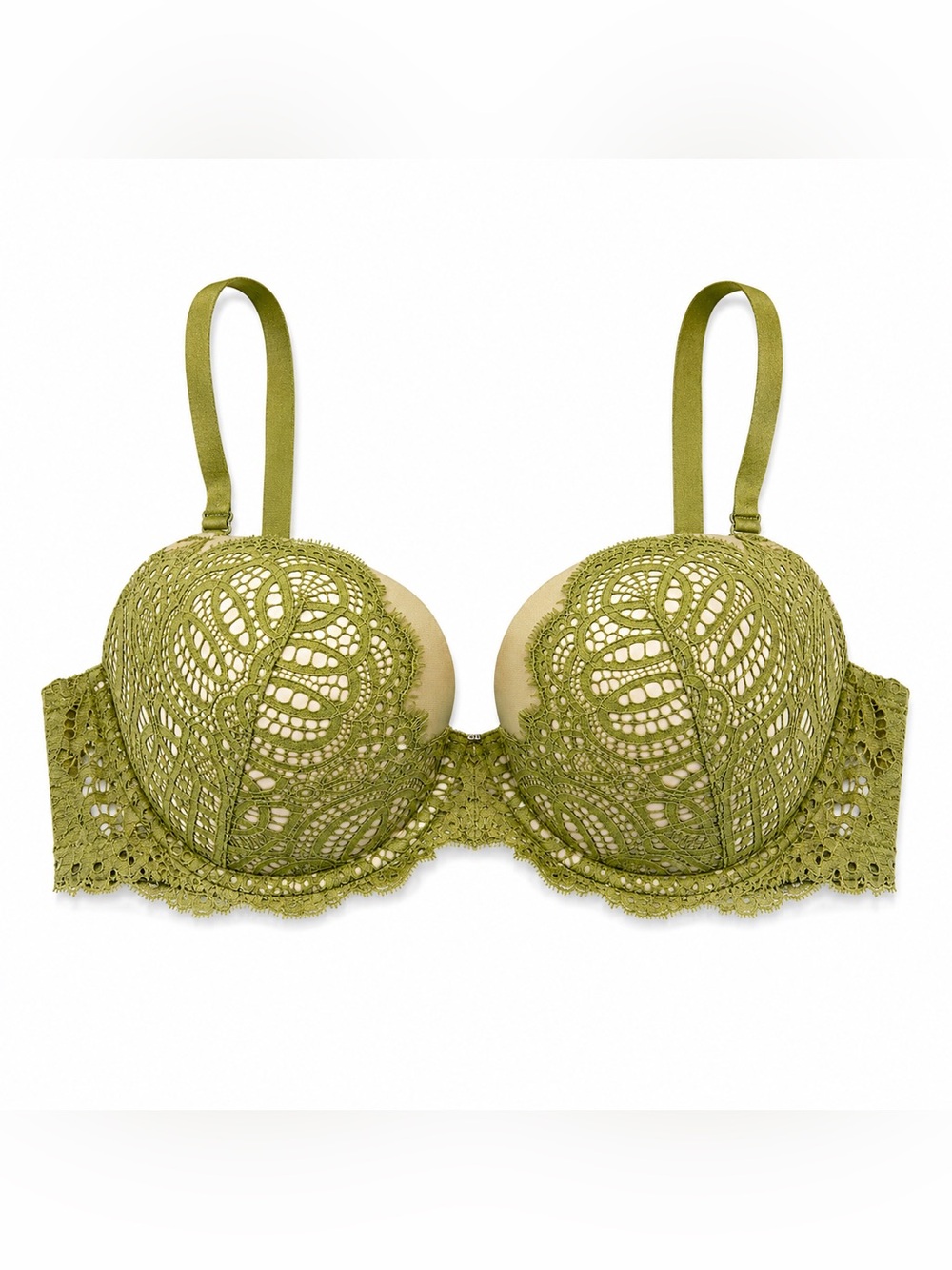 Victoria’s Secret Dream Angels Lined Demi Bra 36DDD Green Lace Underwire Bra